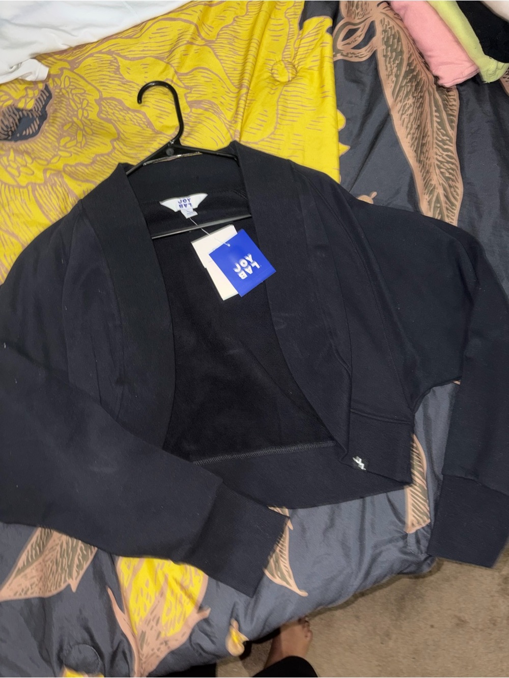 JoyLab Black Cropped Open-Front Shawl Collar Jacket